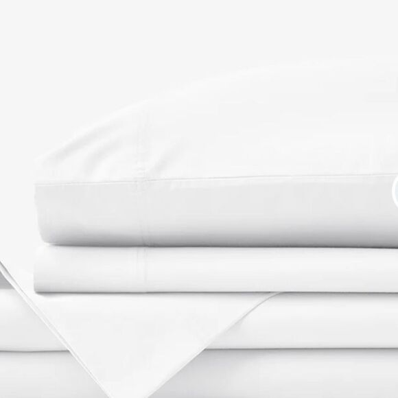 The Company Store Legends Lux Cool Organic Cotton Percale Sheets, White, Twin XL - Picture 1 of 14